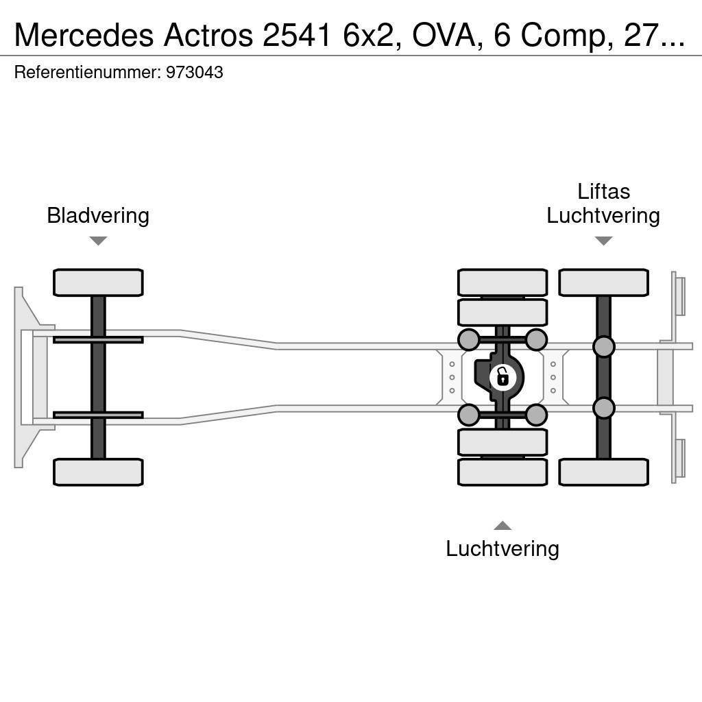 Mercedes-Benz Actros 2541 6x2, OVA, 6 Comp, 27 M3, 3 Pedals Tankwagen