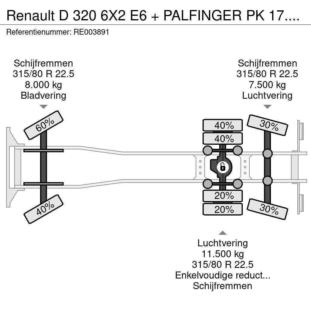 Renault D 320 6X2 E6 + PALFINGER PK 17.001 + REMOTE Pritschenwagen/Pritschenwagen mit Seitenklappe