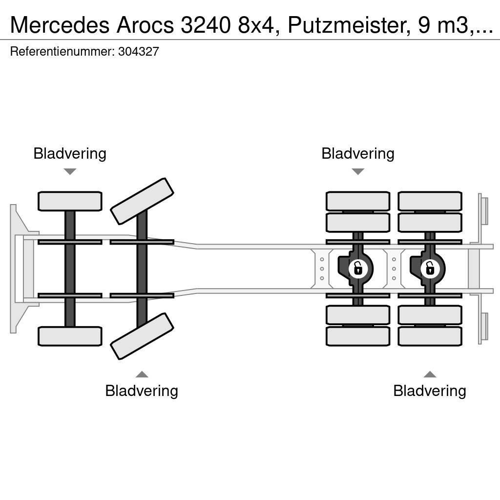 Mercedes-Benz Arocs 3240 8x4, Putzmeister, 9 m3, EURO 6 Betonmischer