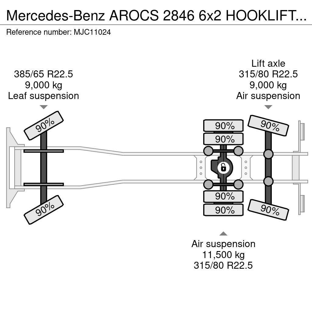 Mercedes-Benz AROCS 2846 6x2 HOOKLIFT + CRANE FASSI F255A (4x) - Container Frame trucks