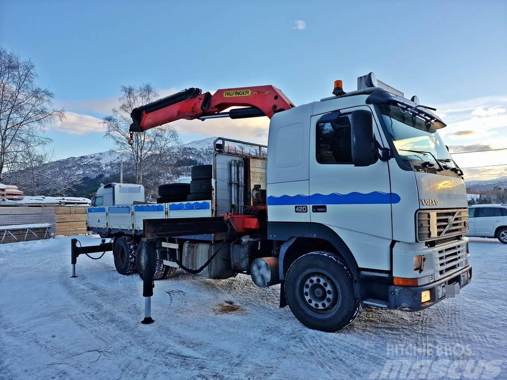 Volvo FH12 420 *6x2 *PALFINGER PK 32080 *FULL STEEL *VID Flatbed / Dropside trucks