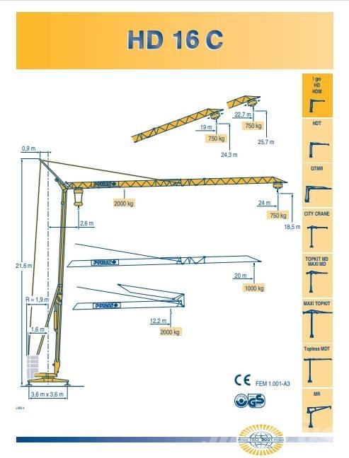 Potain HD 16 C Selbstaufrichtende Krane