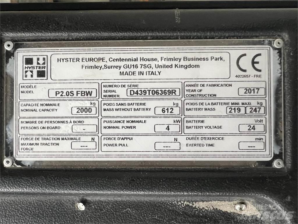 Hyster P2.0S Niedergabelstapler