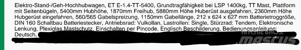 Crown ET40001.4 Handgeführter Palettenstapler