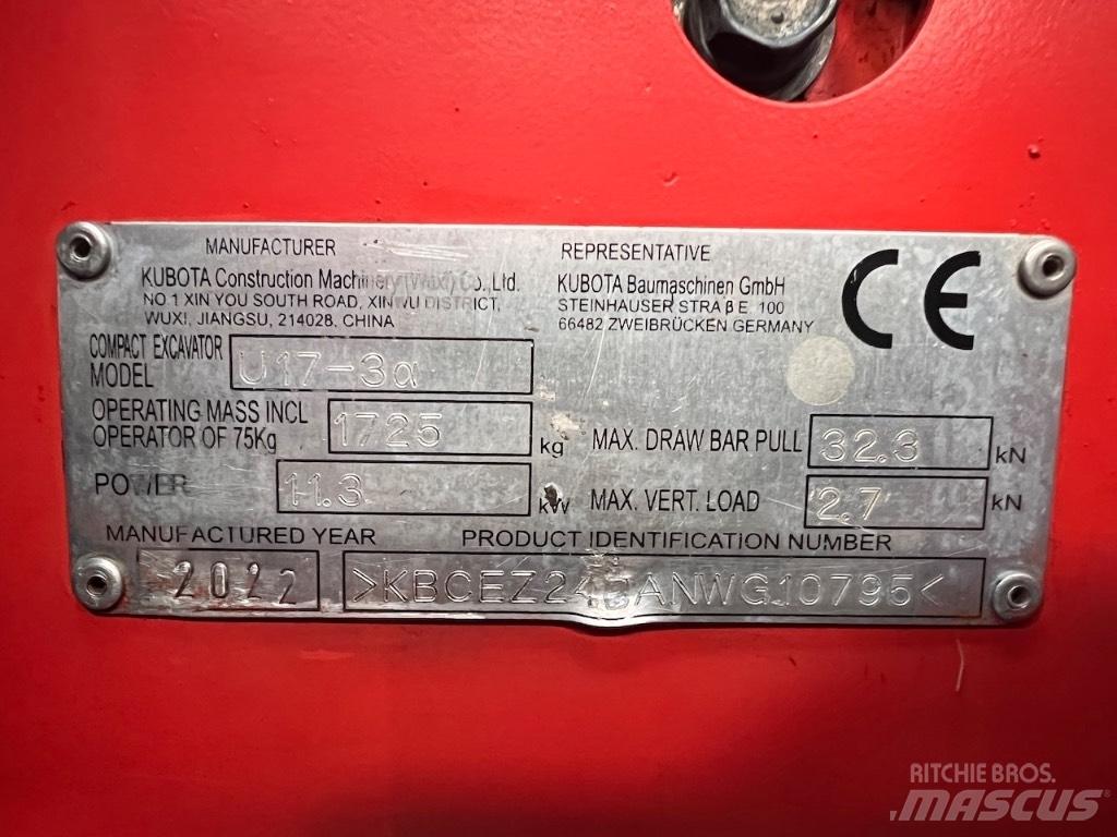 Kubota U 17-3 Minibagger < 7t