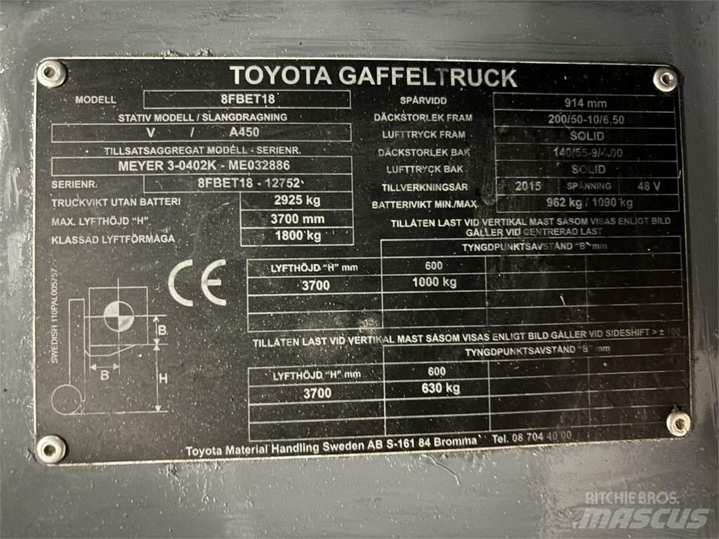 Toyota 8FBET18 Elektrostapler