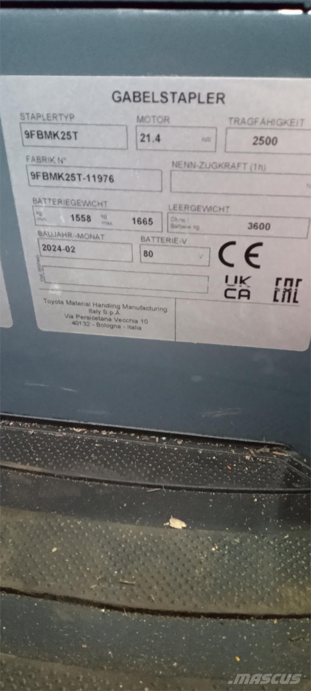 Toyota 9FBMK25T Elektrostapler