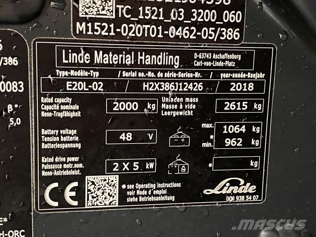 Linde E20L-02 Elektrostapler