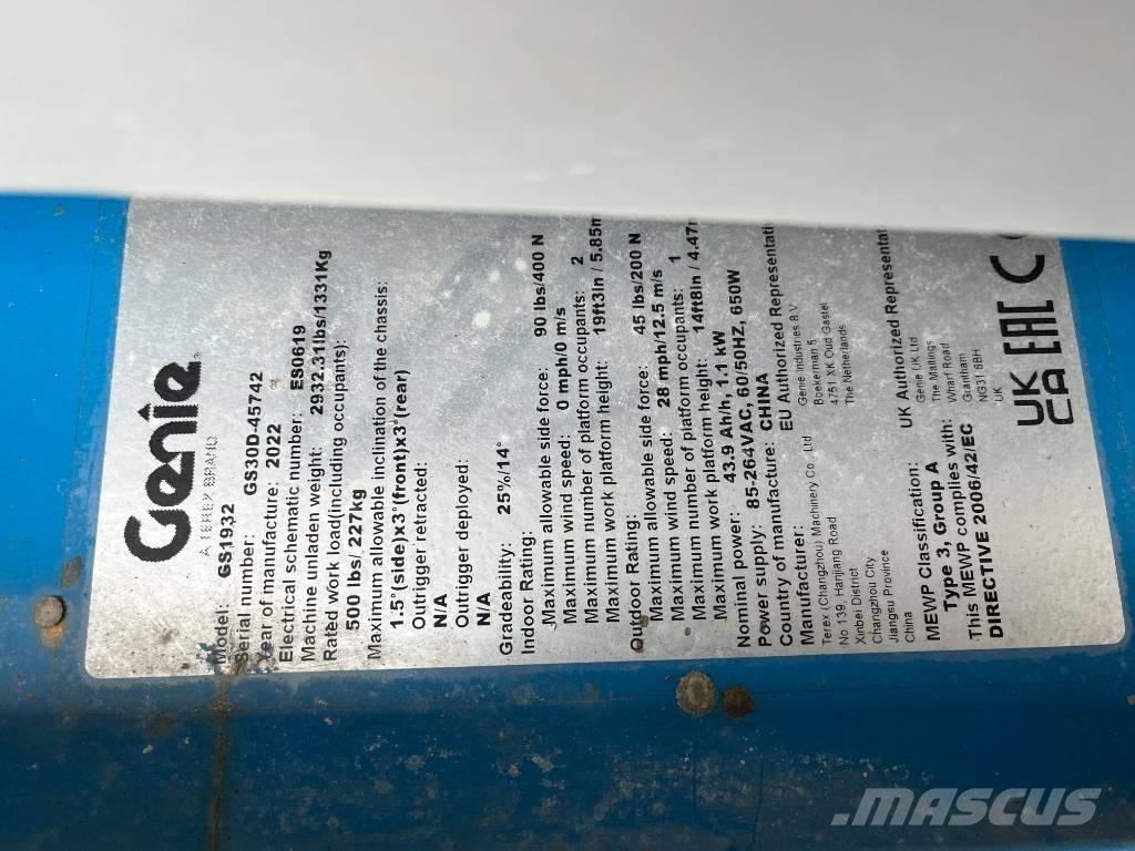 Genie GS 1930E-Drive Scheren-Arbeitsbühnen