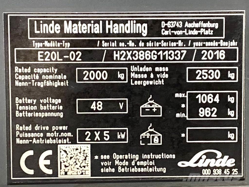 Linde E20L Elektrostapler