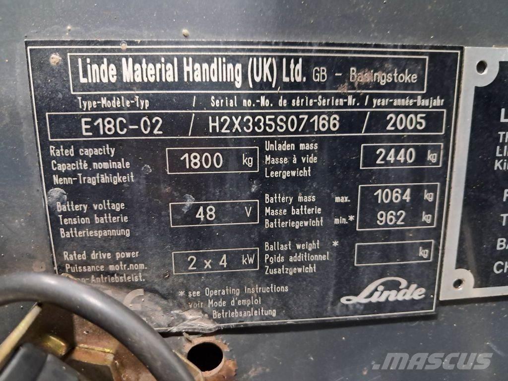 Linde E18C-02 Elektrostapler