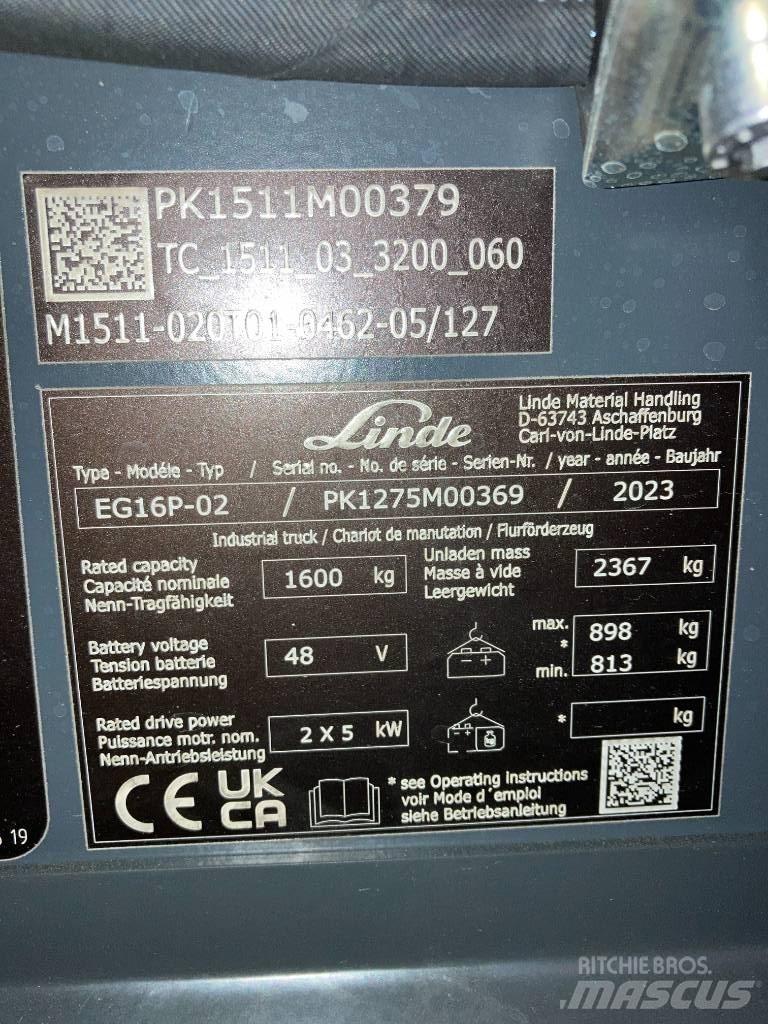 Linde EG16P/1275-02 Elektrostapler