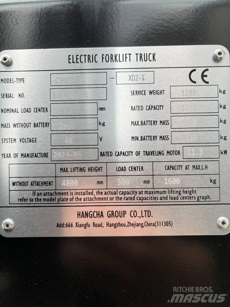 Hangcha CPD18-XD2-I Elektrostapler