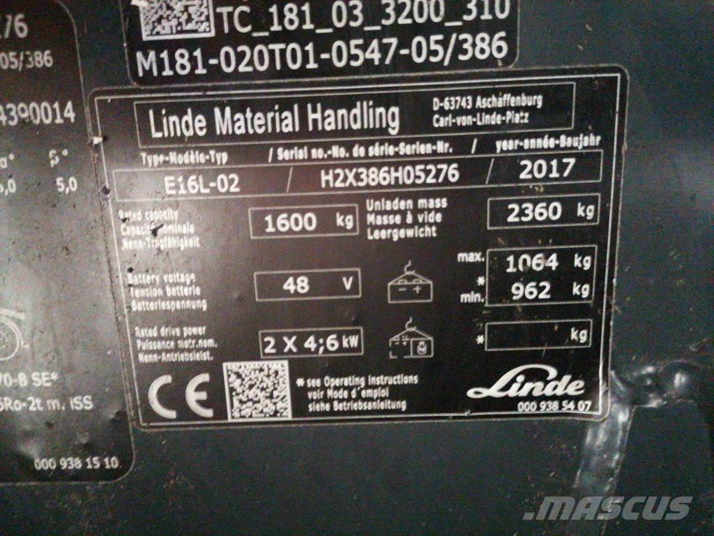 Linde E16L-02 Elektrostapler
