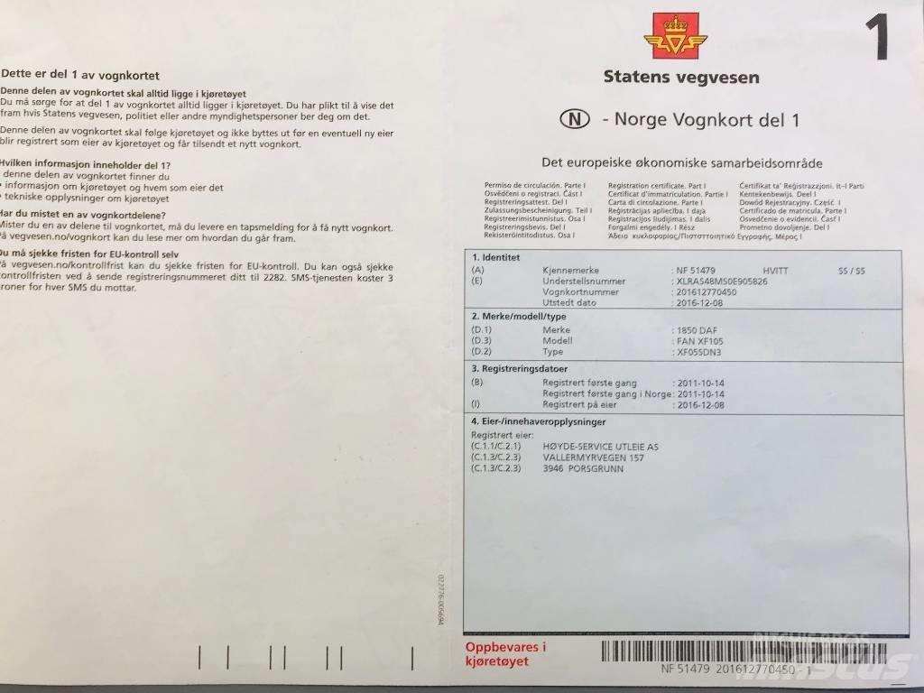 DAF 1850 FAN XF 105 Pritschenwagen mit Seilwinde