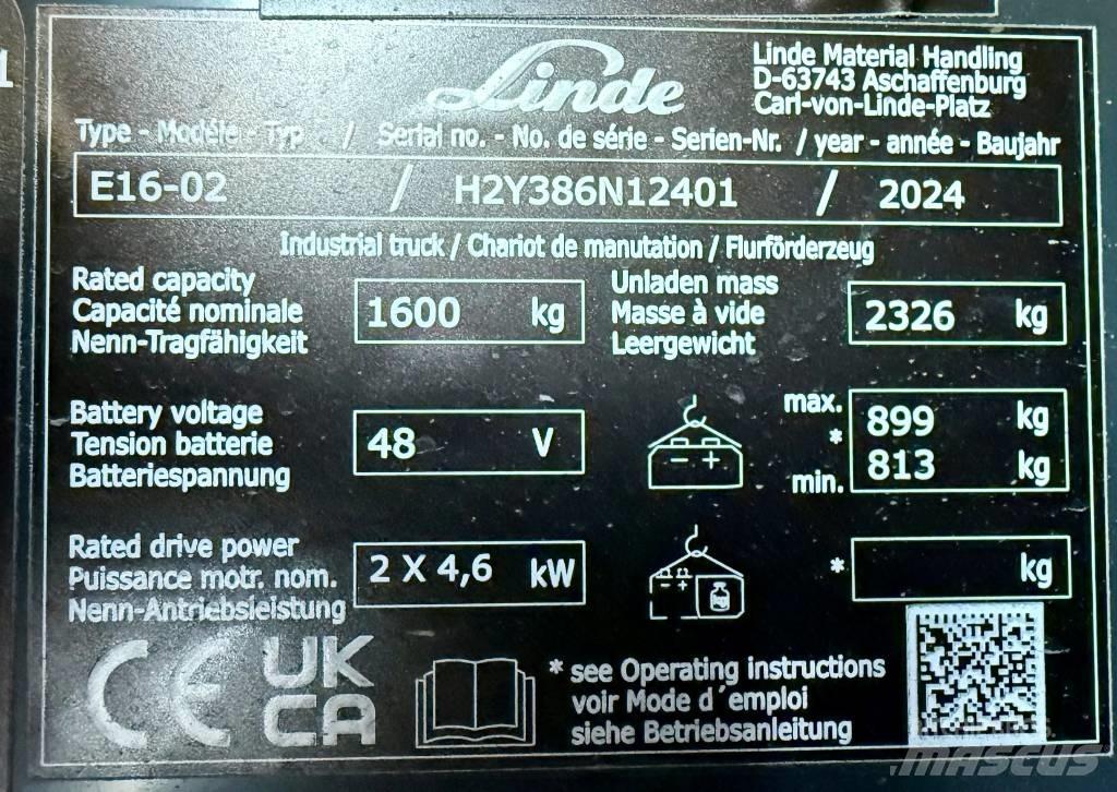 Linde E16/386-02 Elektrostapler