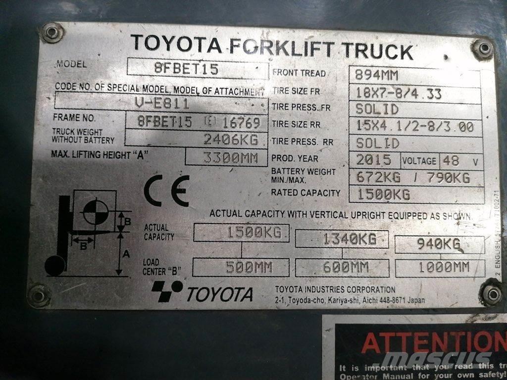 Toyota 8FBET15 Elektrostapler