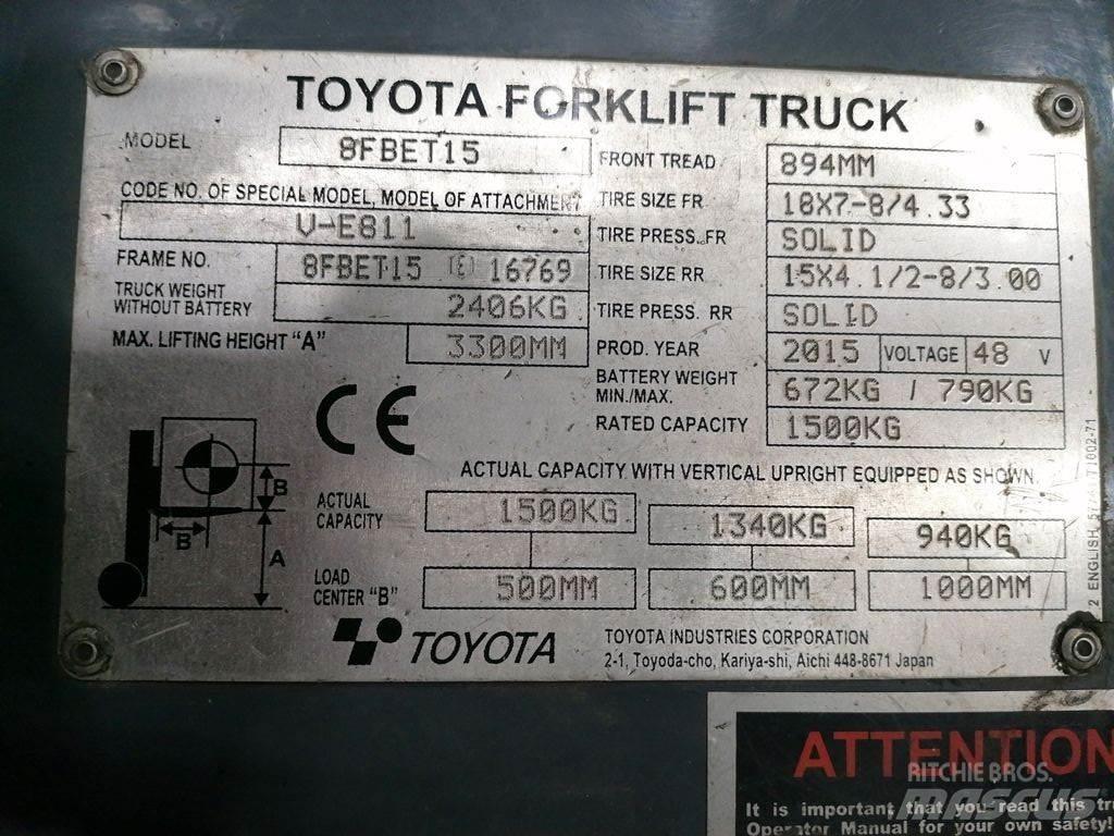 Toyota 8FBET15 Elektrostapler