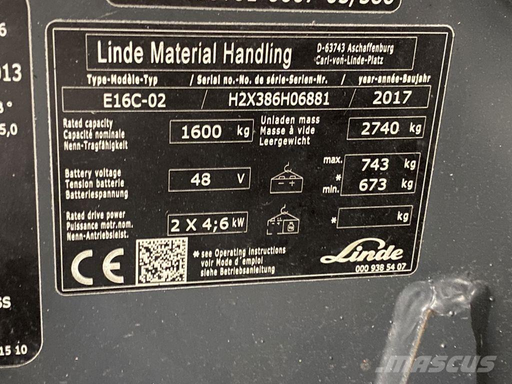 Linde E16C-02 Elektrostapler
