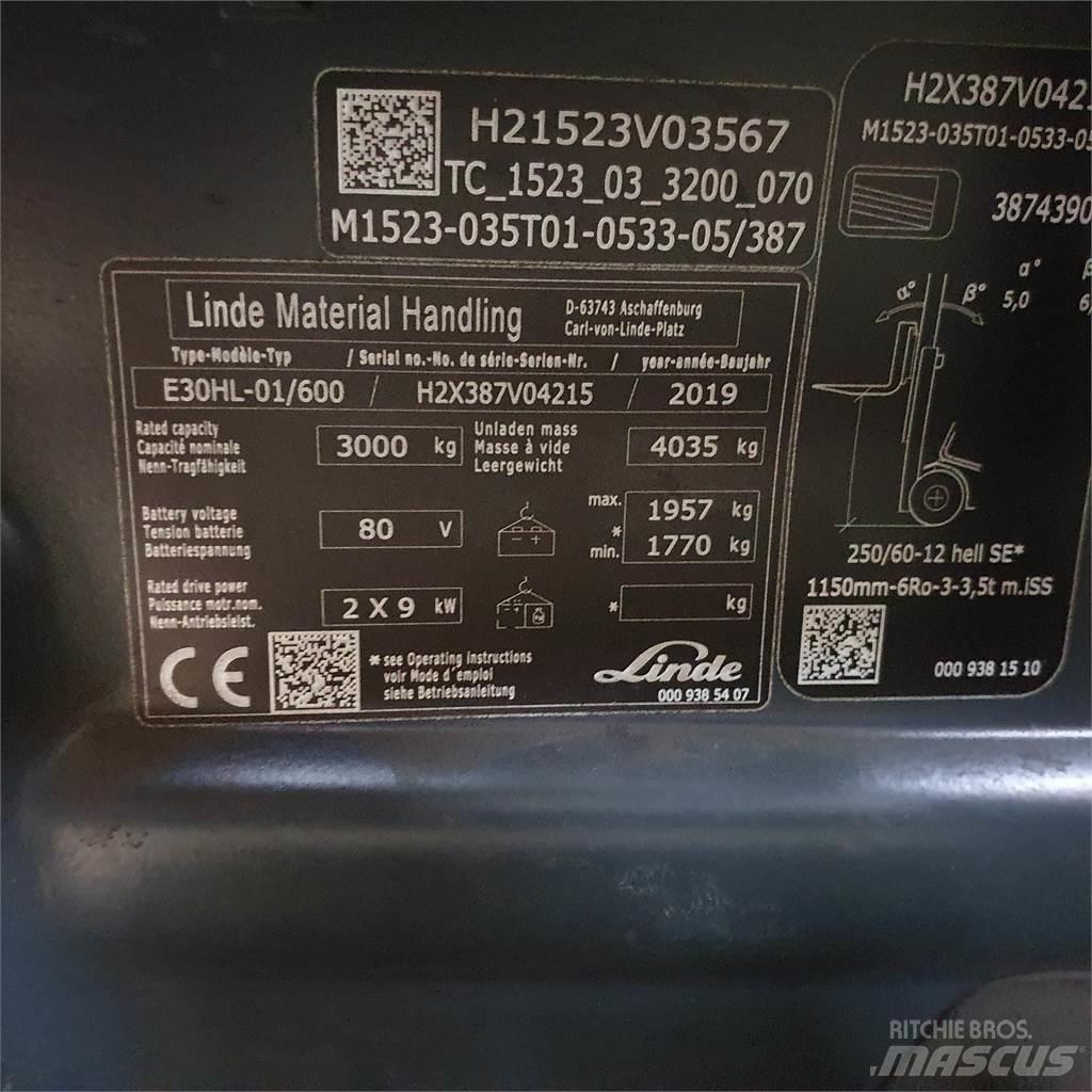 Linde E30/600HL Elektrostapler