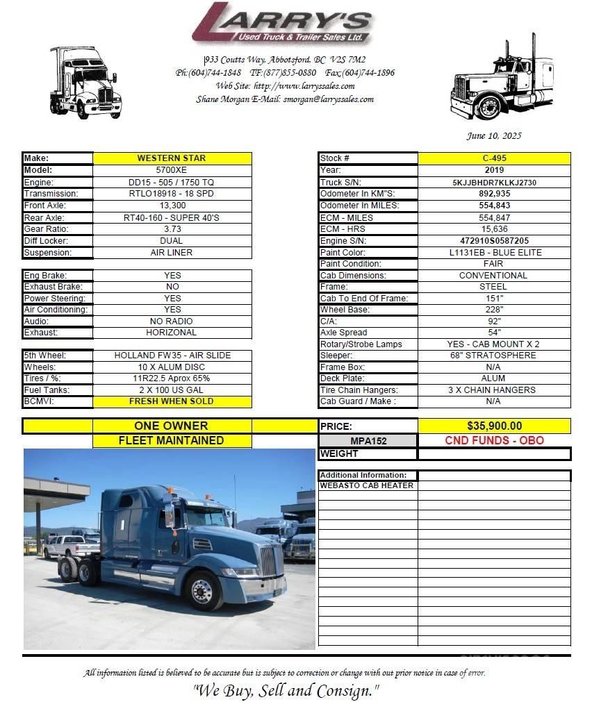 Western Star 5700 XE Sattelzugmaschinen