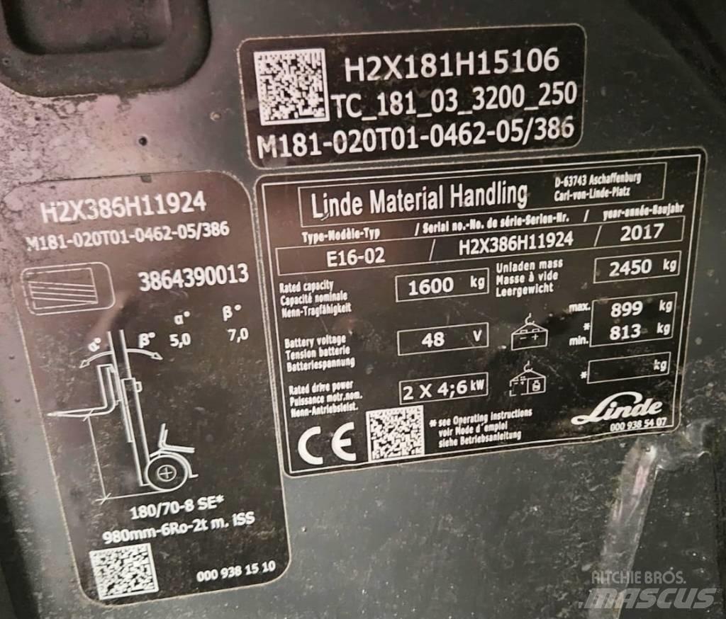 Linde E16-02 Elektrostapler