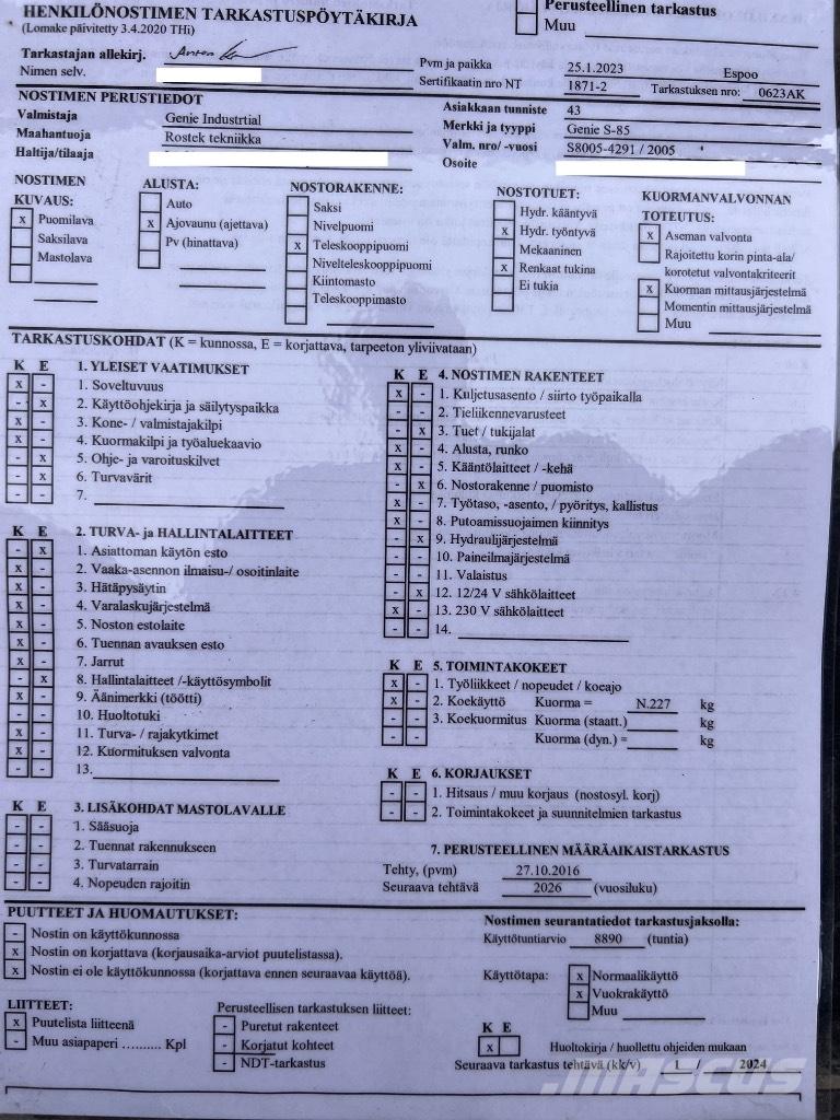 Genie S 85 Gelenkteleskoparbeitsbühnen