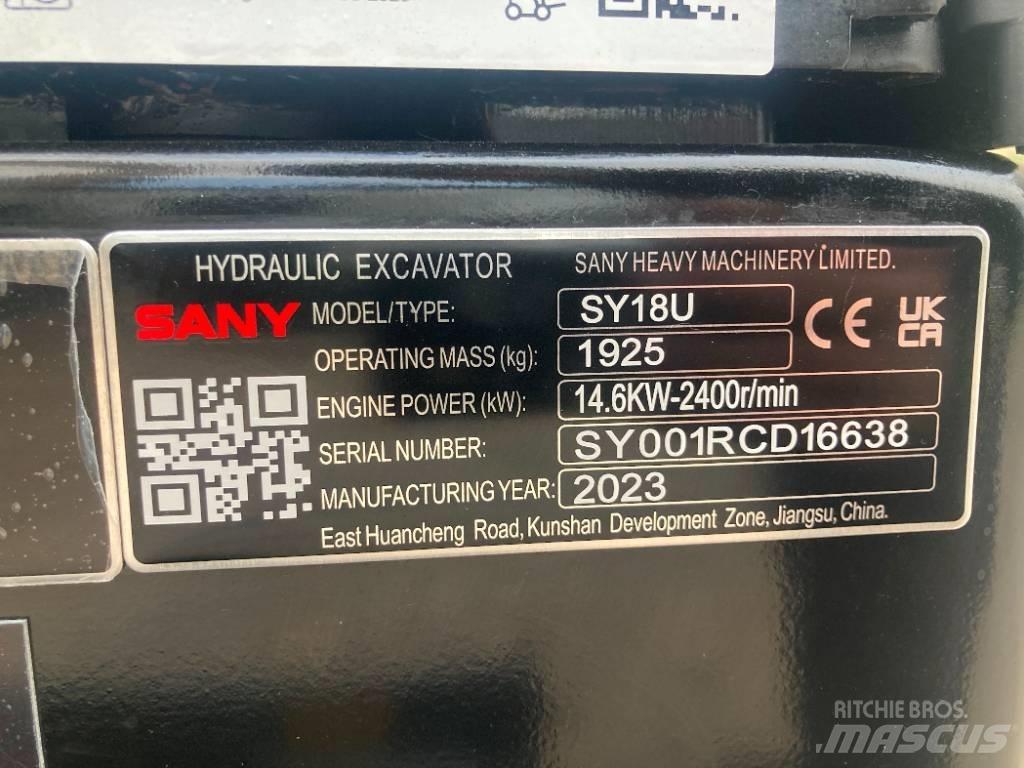 Sany SY 18U Minibagger < 7t