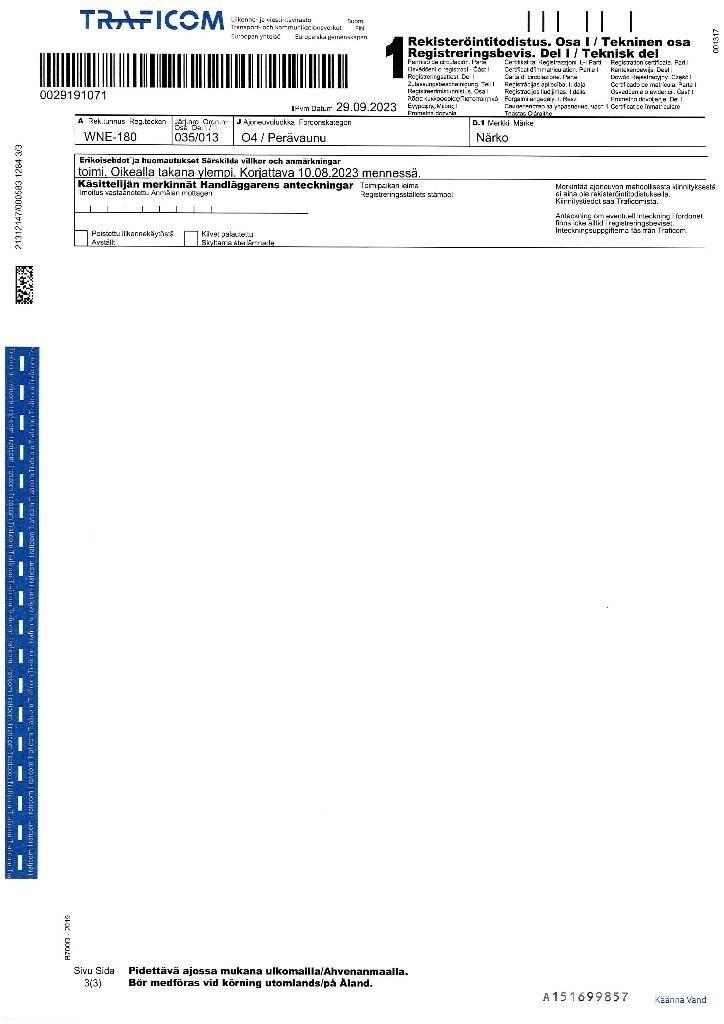 Närko D52B13N61 TPV Anhänger-Kastenaufbau