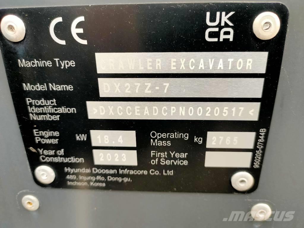 Doosan DX 27 Z Minibagger < 7t