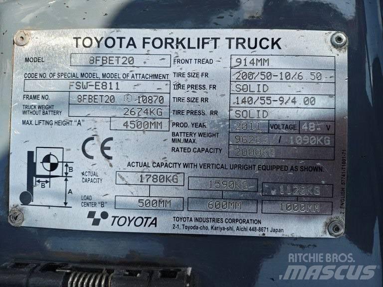 Toyota 8 FBET 20 Elektrostapler