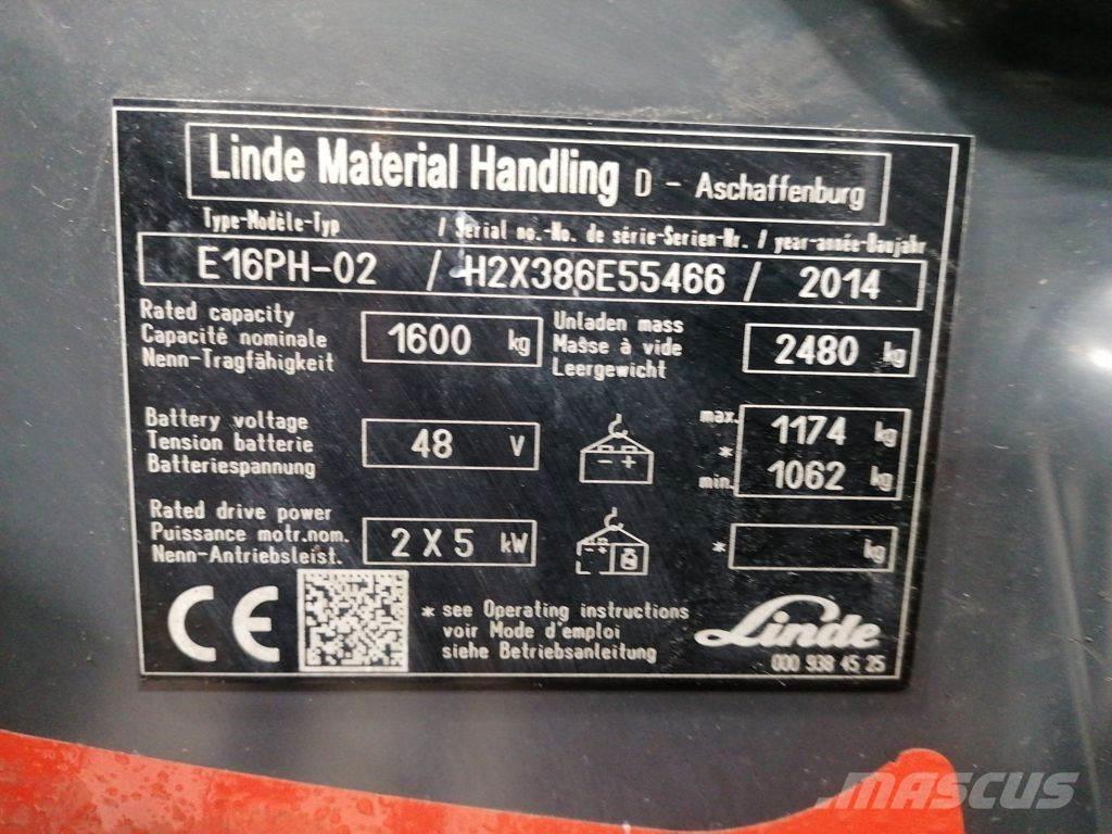 Linde E16PH-02 Elektrostapler