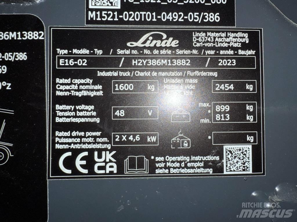 Linde E16/386-02 Elektrostapler