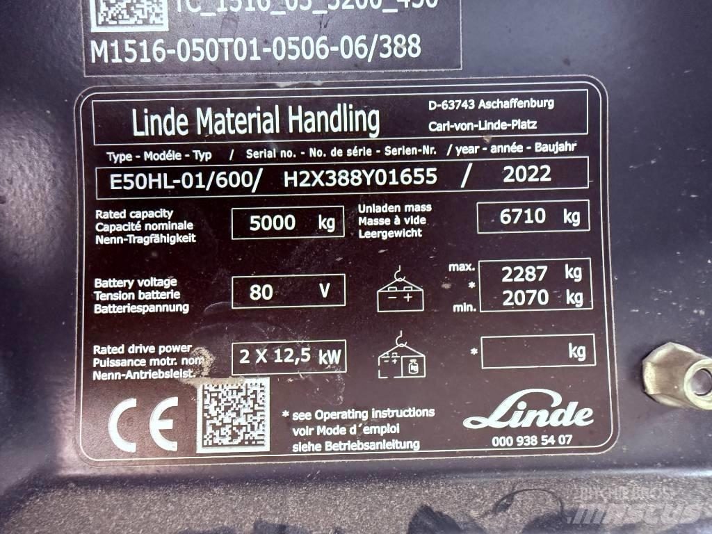 Linde E50/600HL/388 Elektrostapler