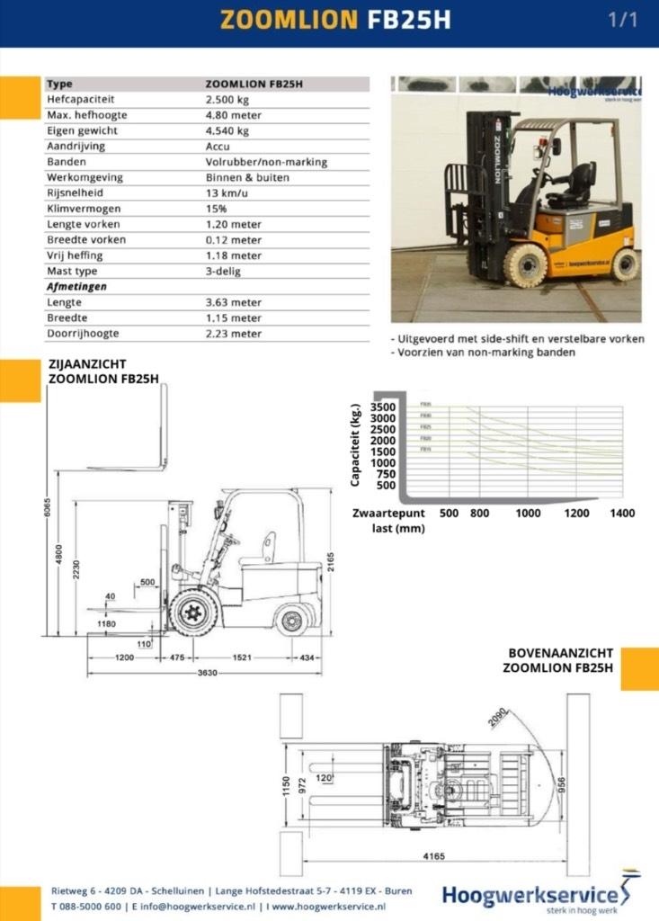 Zoomlion FB 25 Z Elektrostapler