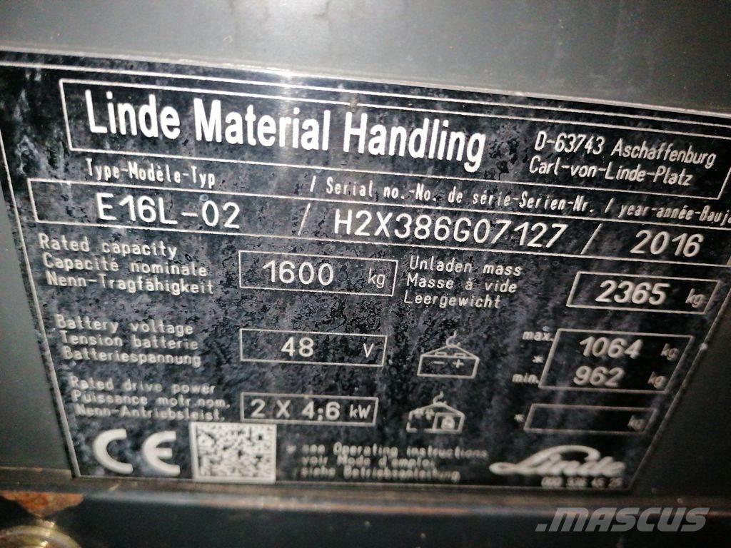 Linde E16L-02 Elektrostapler