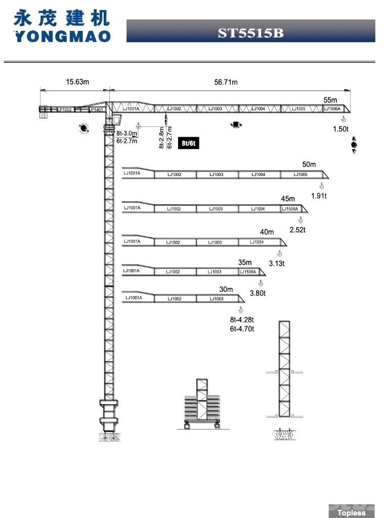 Yongmao ST5515B-6T Turmdrehkrane