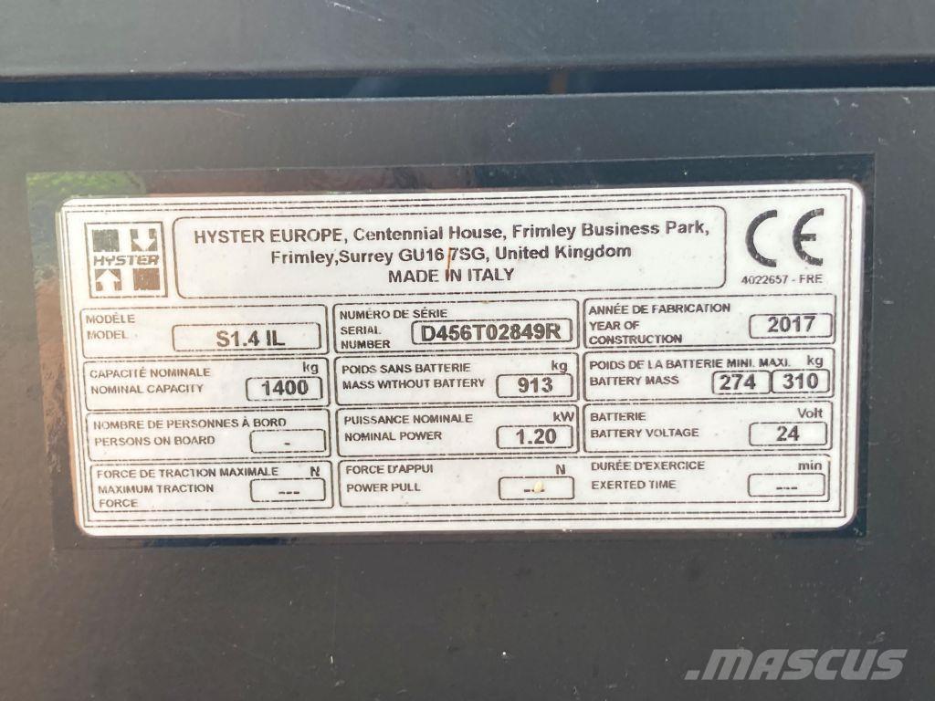 Hyster S 1.4 IL Deichselstapler