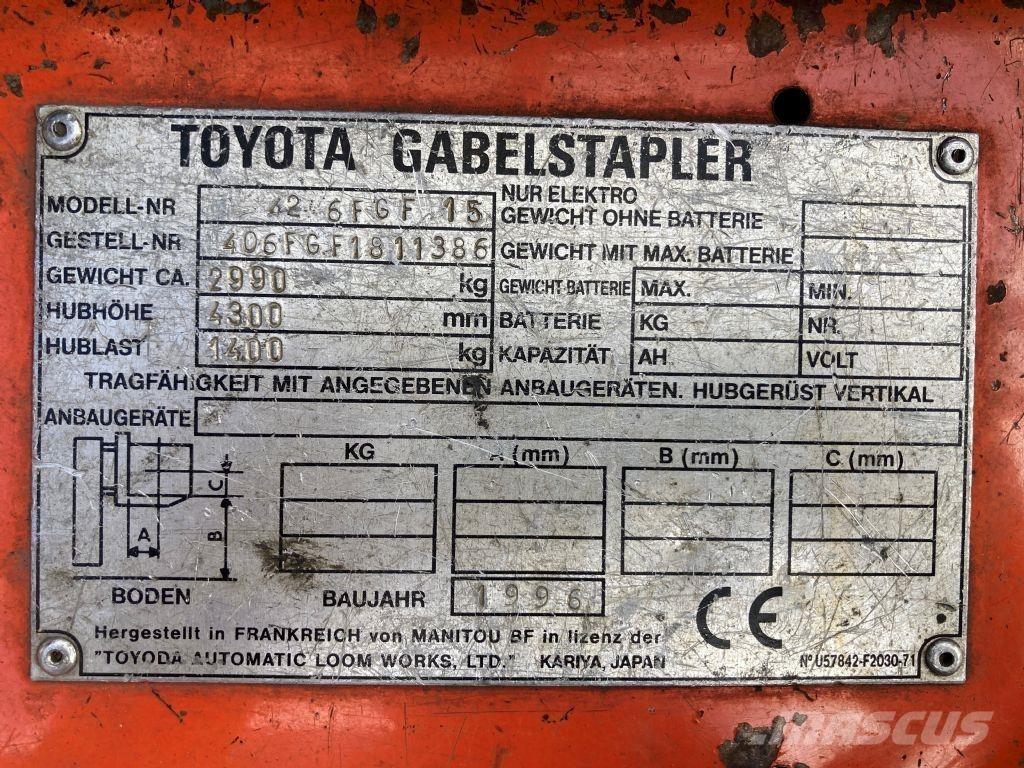 Toyota 42 6FGF 15 Gasstapler