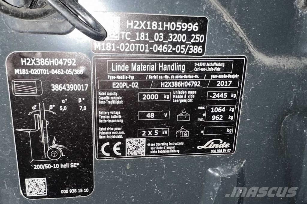 Linde E 20 PL Elektrostapler