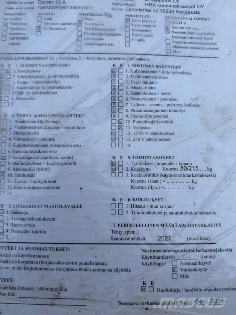 Dexter 12 A Anhänger-Arbeitsbühnen