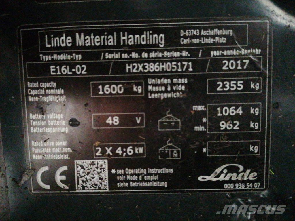 Linde E16L-02 Elektrostapler