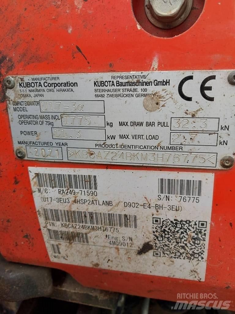 Kubota U 17-3N Minibagger < 7t