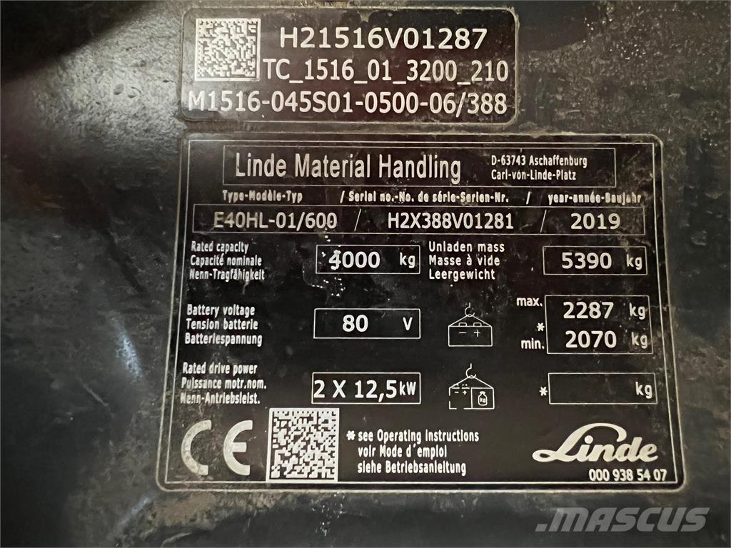 Linde E 40/600 HL Elektrostapler