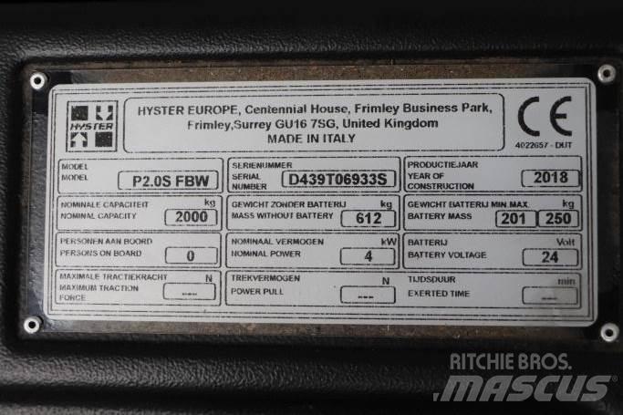 Hyster P2.0S Niedergabelstapler