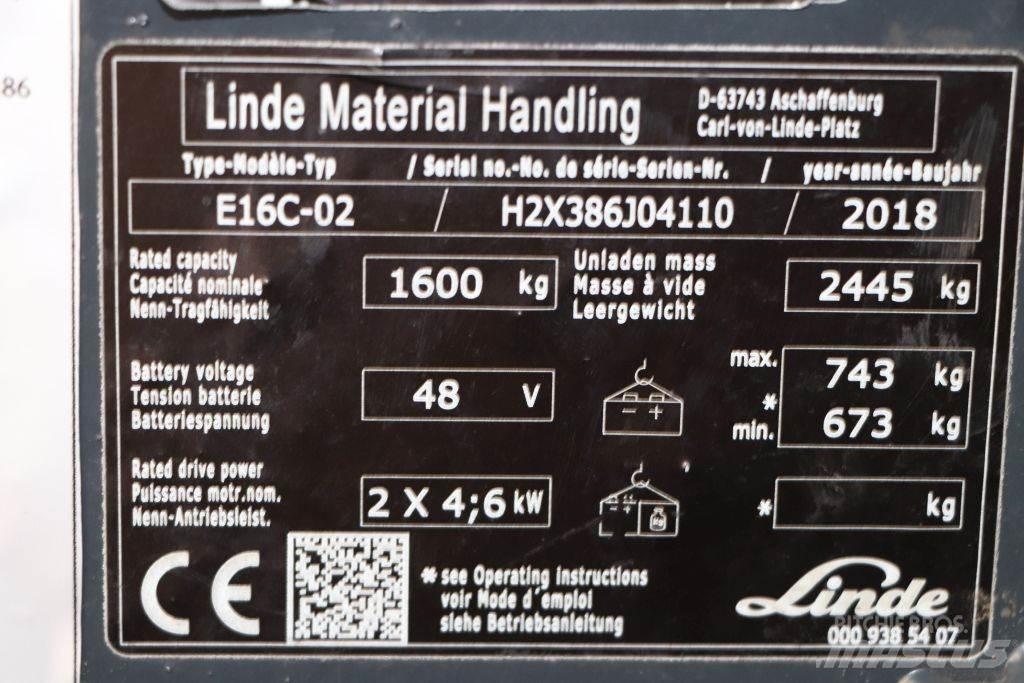 Linde E16C-02 Elektrostapler