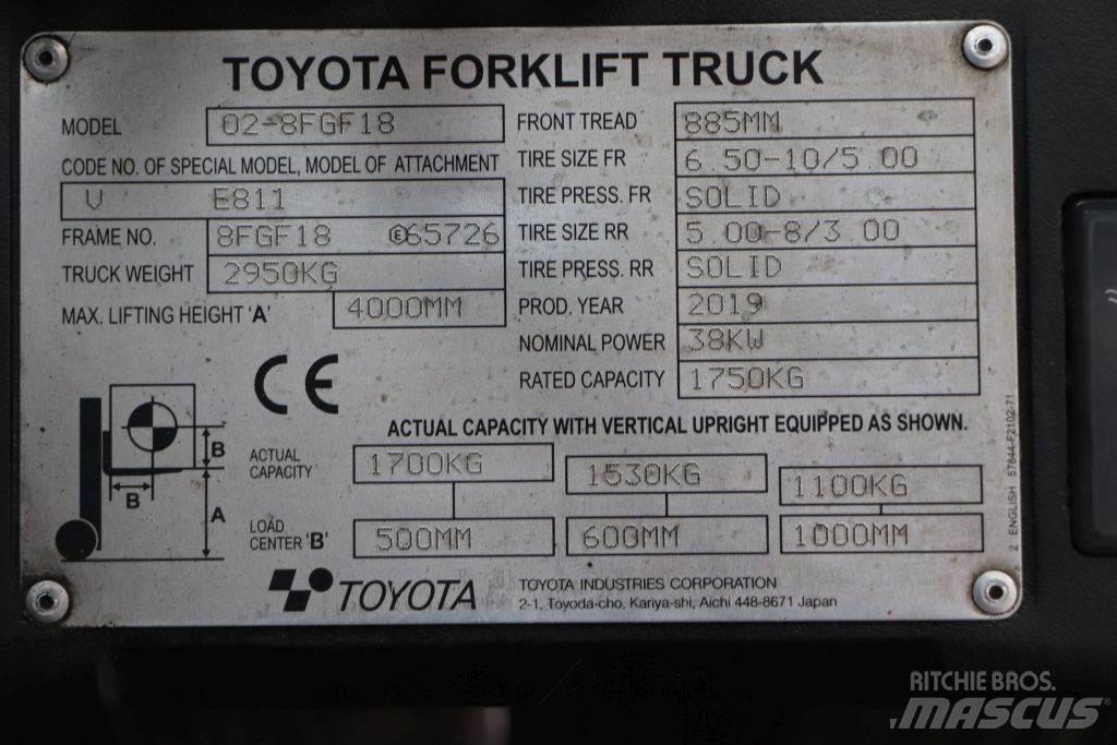 Toyota 02-8FGF18 Gasstapler