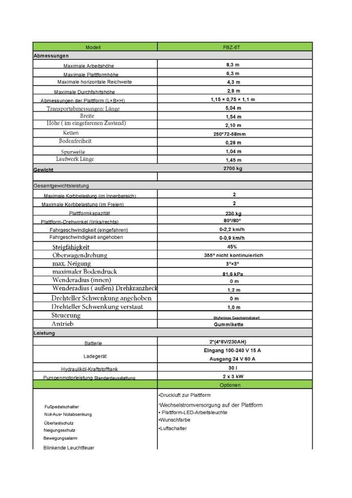 Fronteq FBZ-6T Andere Arbeitsbühnen