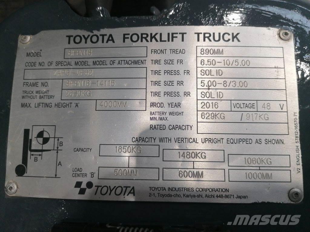 Toyota 8FBN18 Elektrostapler