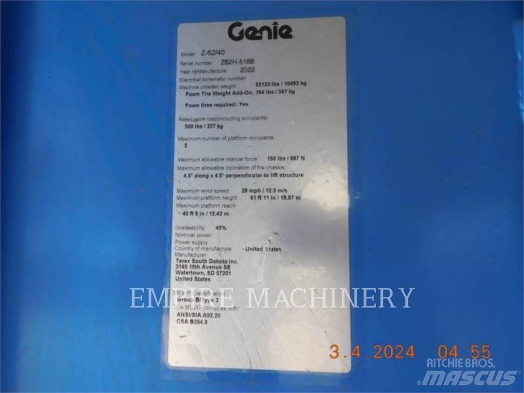 Genie Z-62/40 Gelenkteleskoparbeitsbühnen